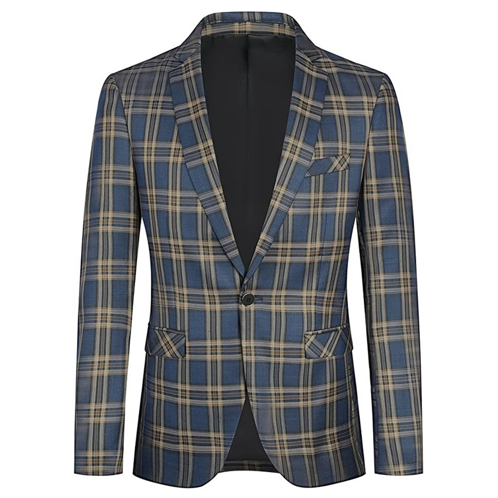 BLAZER A QUADRI BLU/MARR.