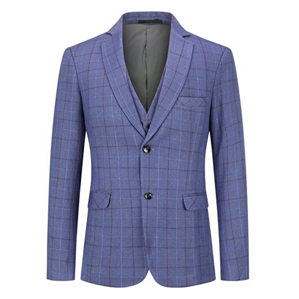 ABITO A QUADRI 3 PEZZI BLU CHIARO