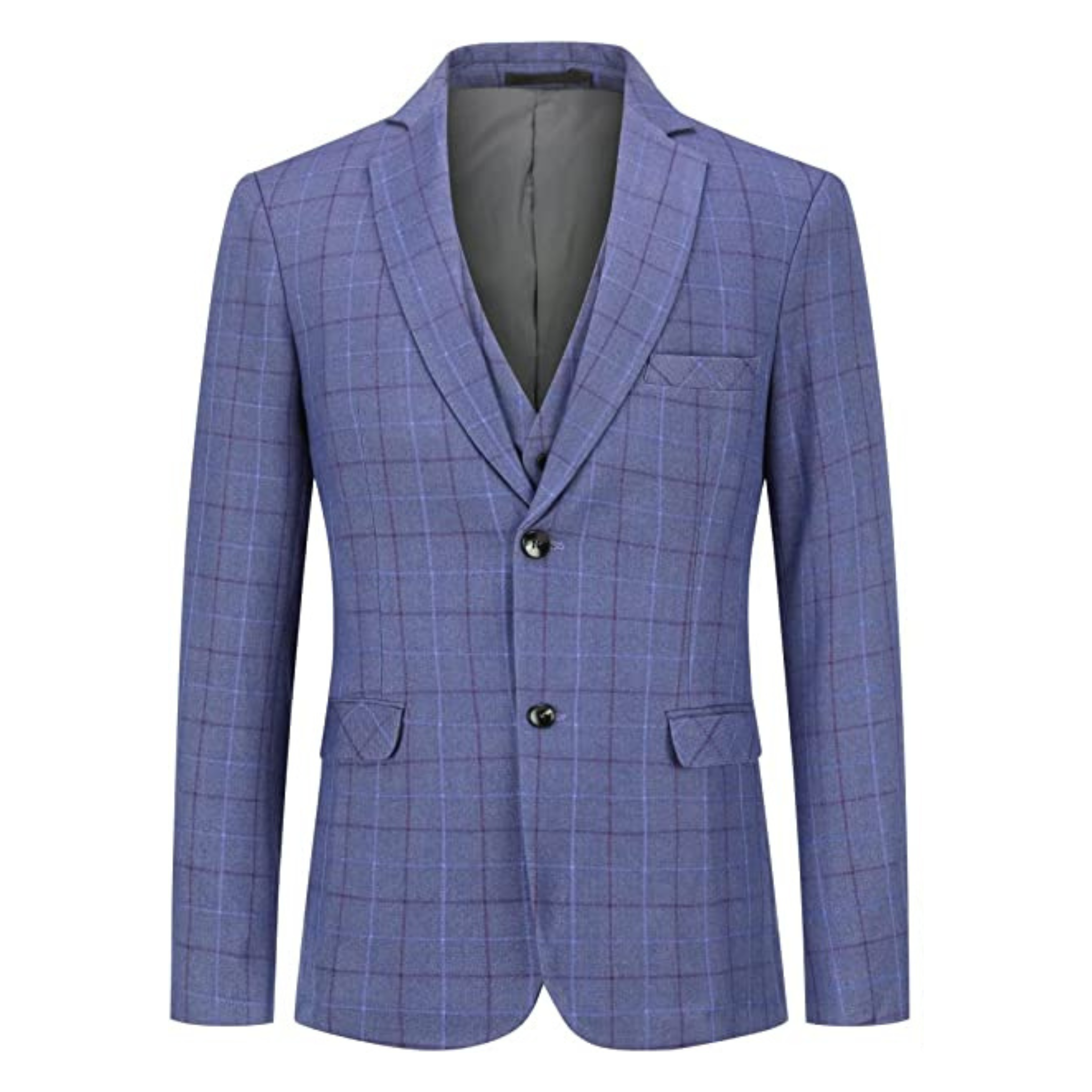 ABITO A QUADRI 3 PEZZI BLU CHIARO