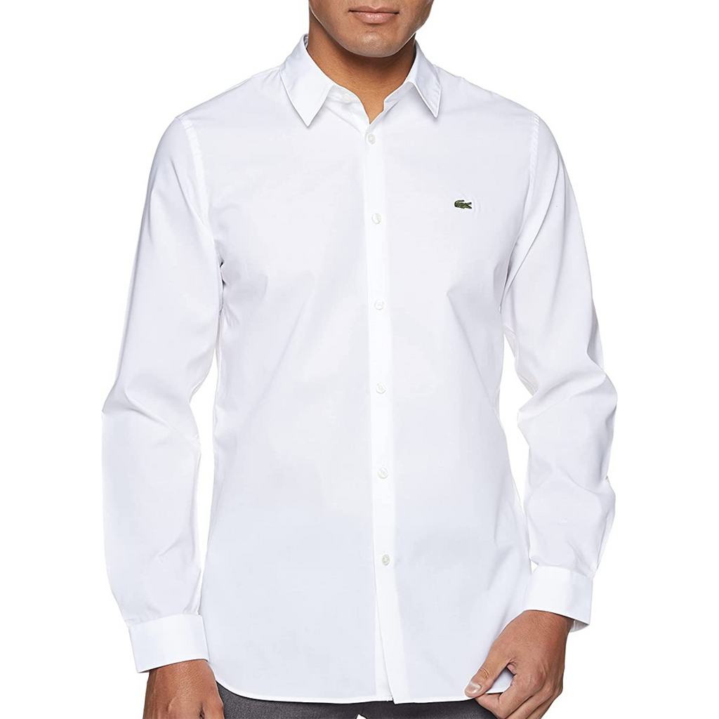 LACOSTE CAMICIA TINTA UNITA BIANCA