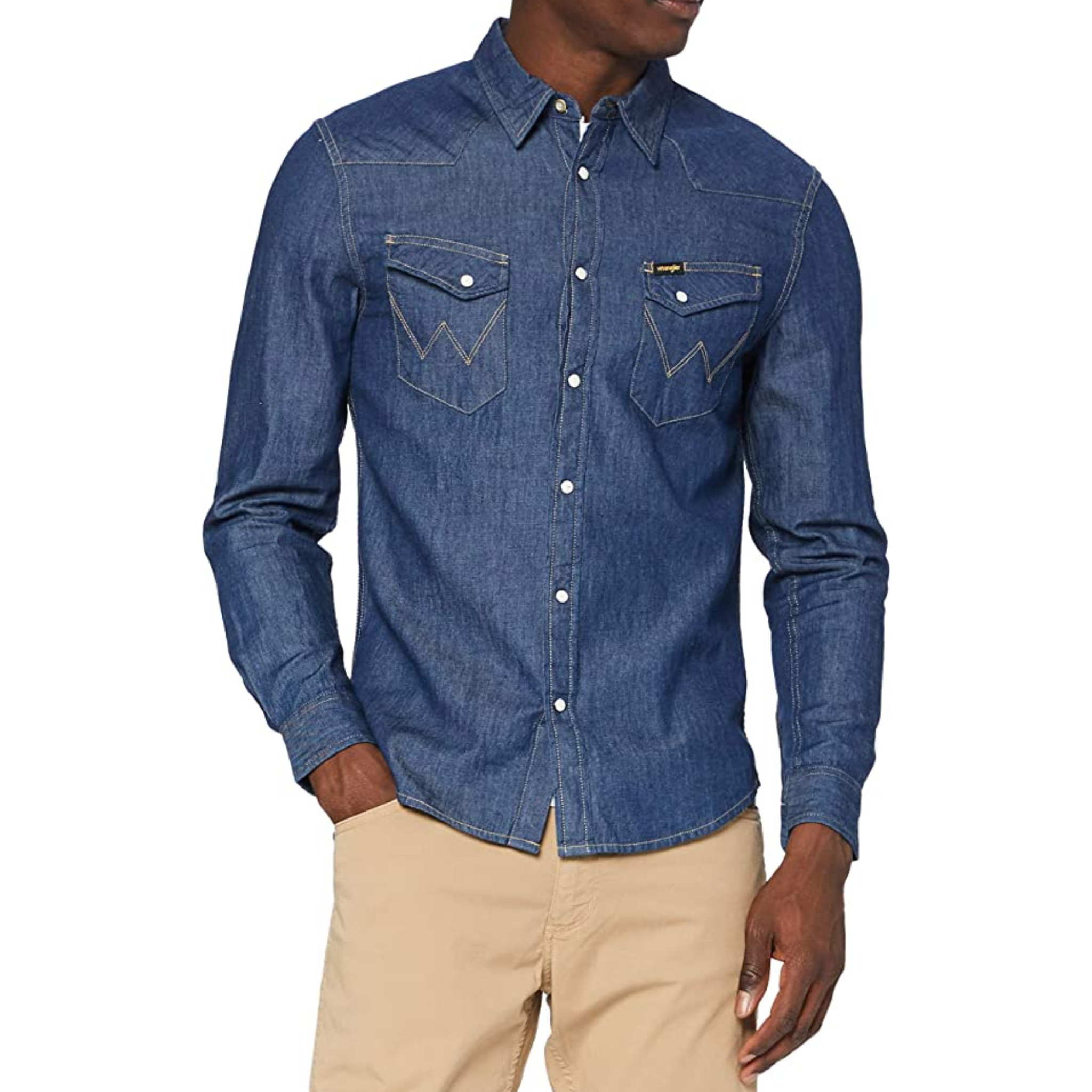 WRANGLER CAMICIA DI JEANS DARK BLU