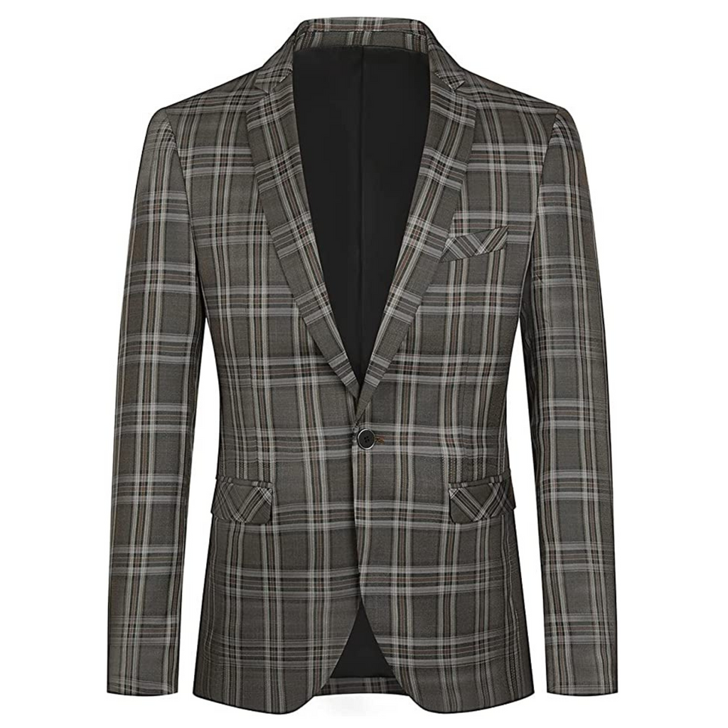 BLAZER A QUADRI GRIGIO/MARR.