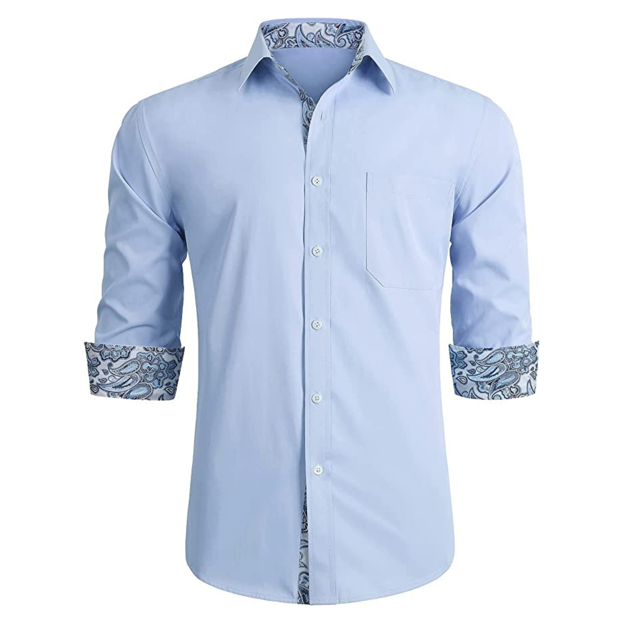 CAMICIA TREVOR FANTASIA BICOLORE AZZURRA