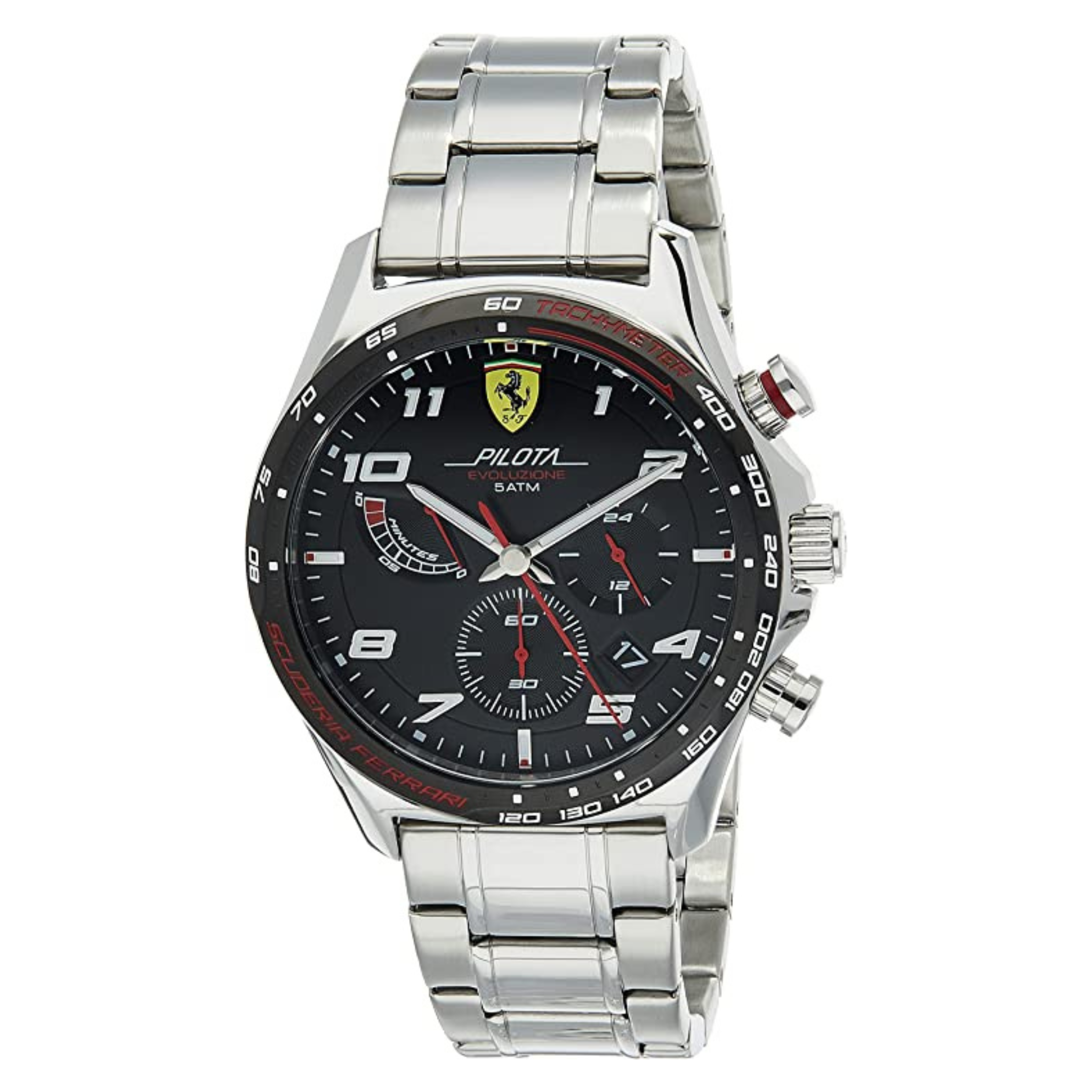 FERRARI SCUDERIA OROLOGIO PILOTA IN ACCIAIO