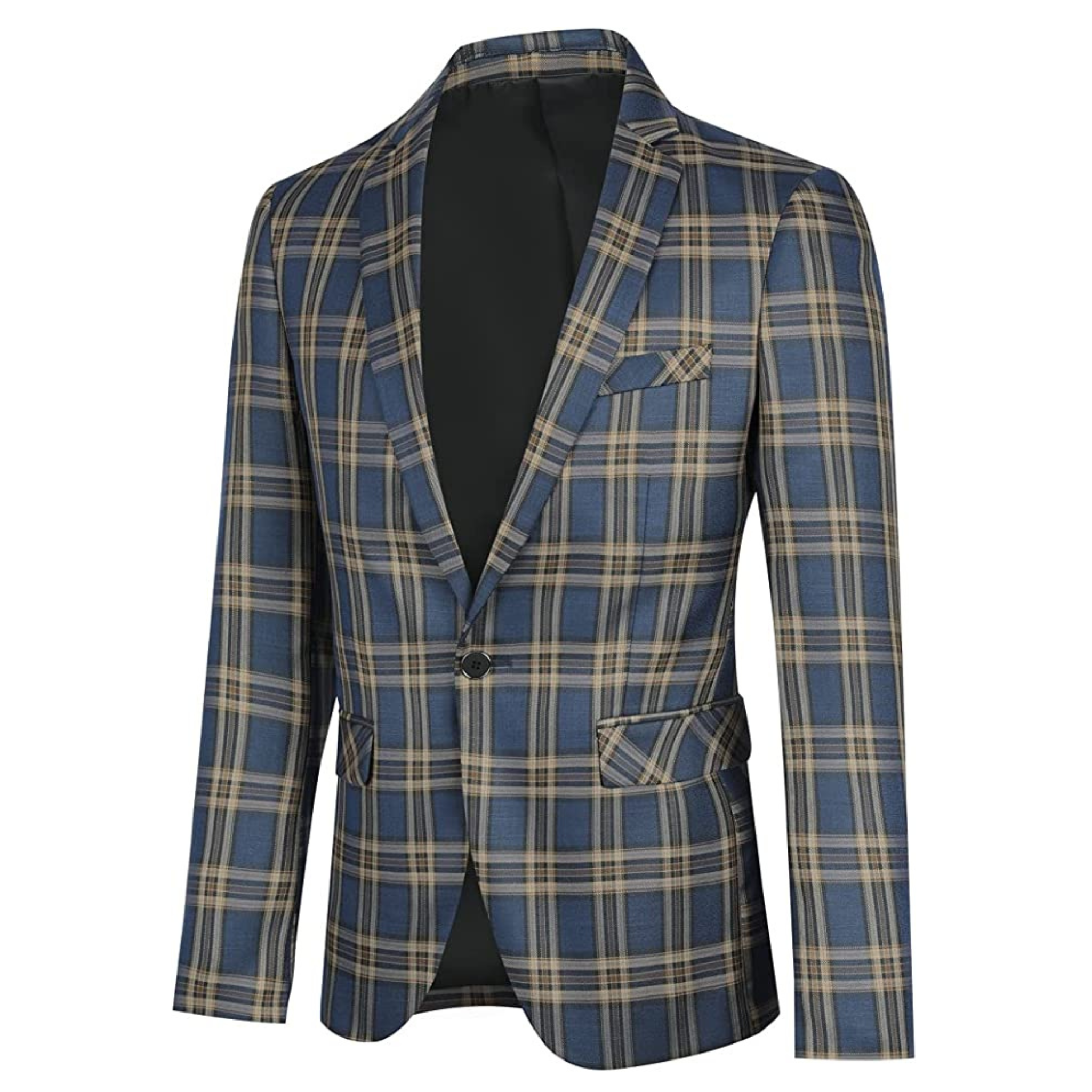 BLAZER A QUADRI BLU/MARR.