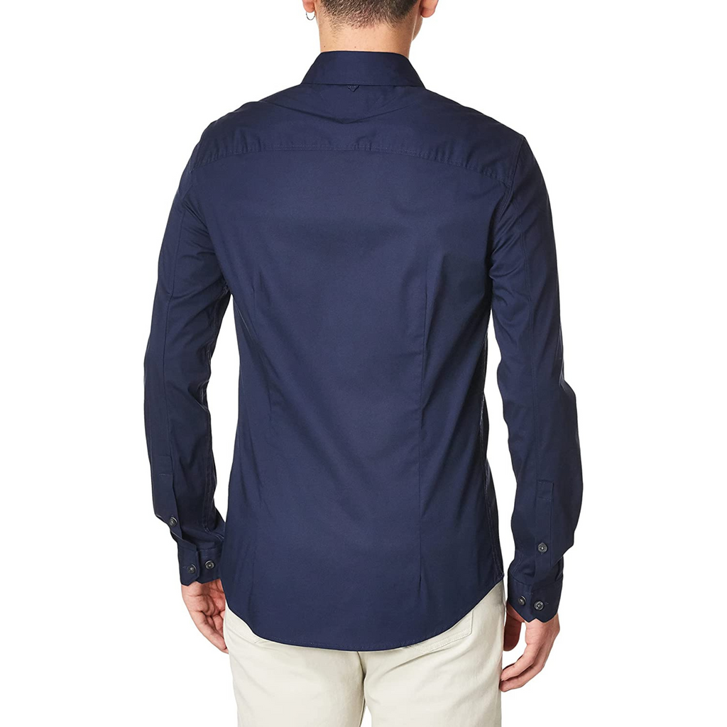 TOMMY HILFIGER CAMICIA TINTA UNITA BLU