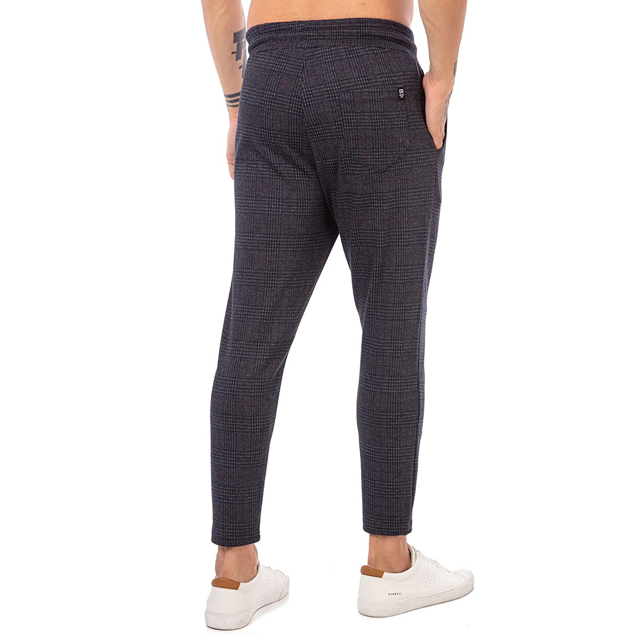 REDBRIDGE PANTALONE A QUADRI GRIGIO SCURO