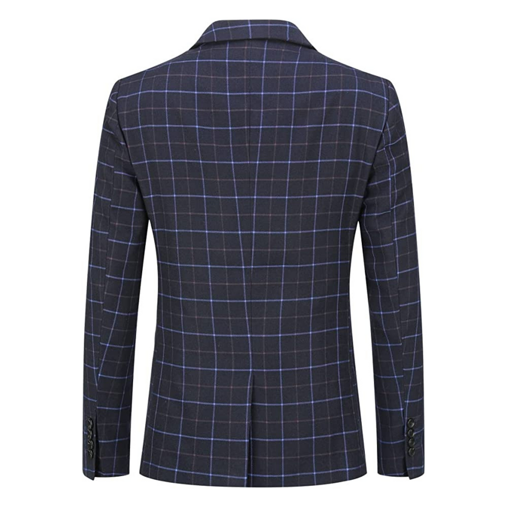 ABITO A QUADRI 3 PEZZI BLU SCURO