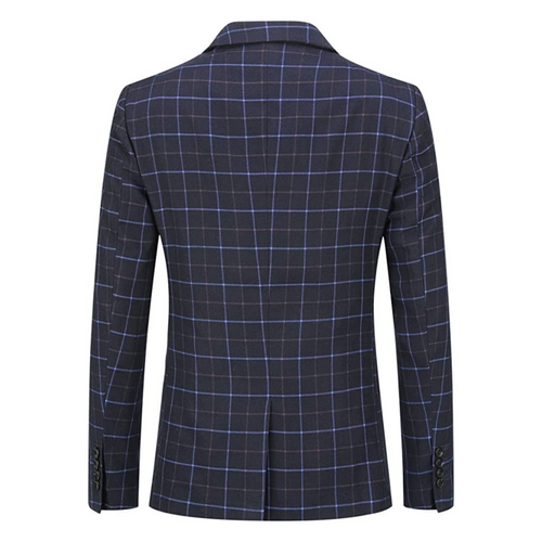 ABITO A QUADRI 3 PEZZI BLU SCURO