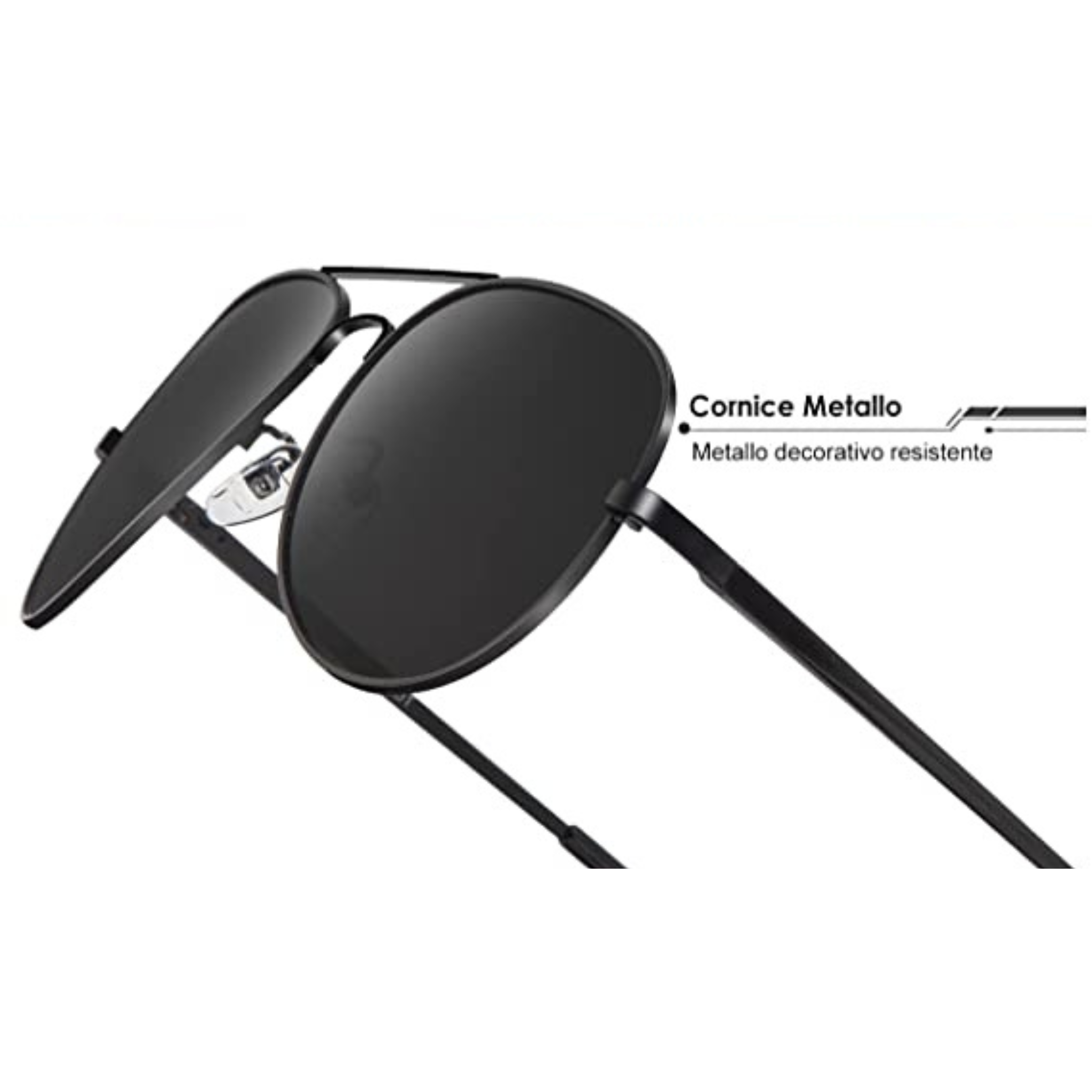 OCCHIALI AVIATORE IN METALLO NERI POLARIZZATI