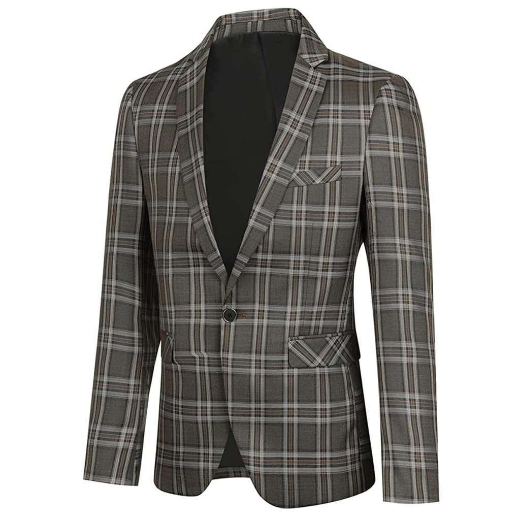 BLAZER A QUADRI GRIGIO/MARR.