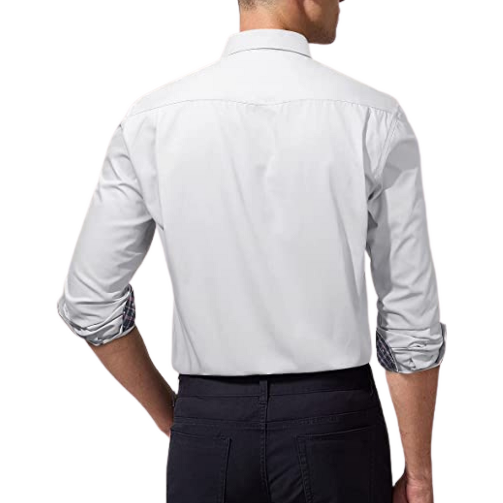 CAMICIA TREVOR FANTASIA A QUADRI BIANCA