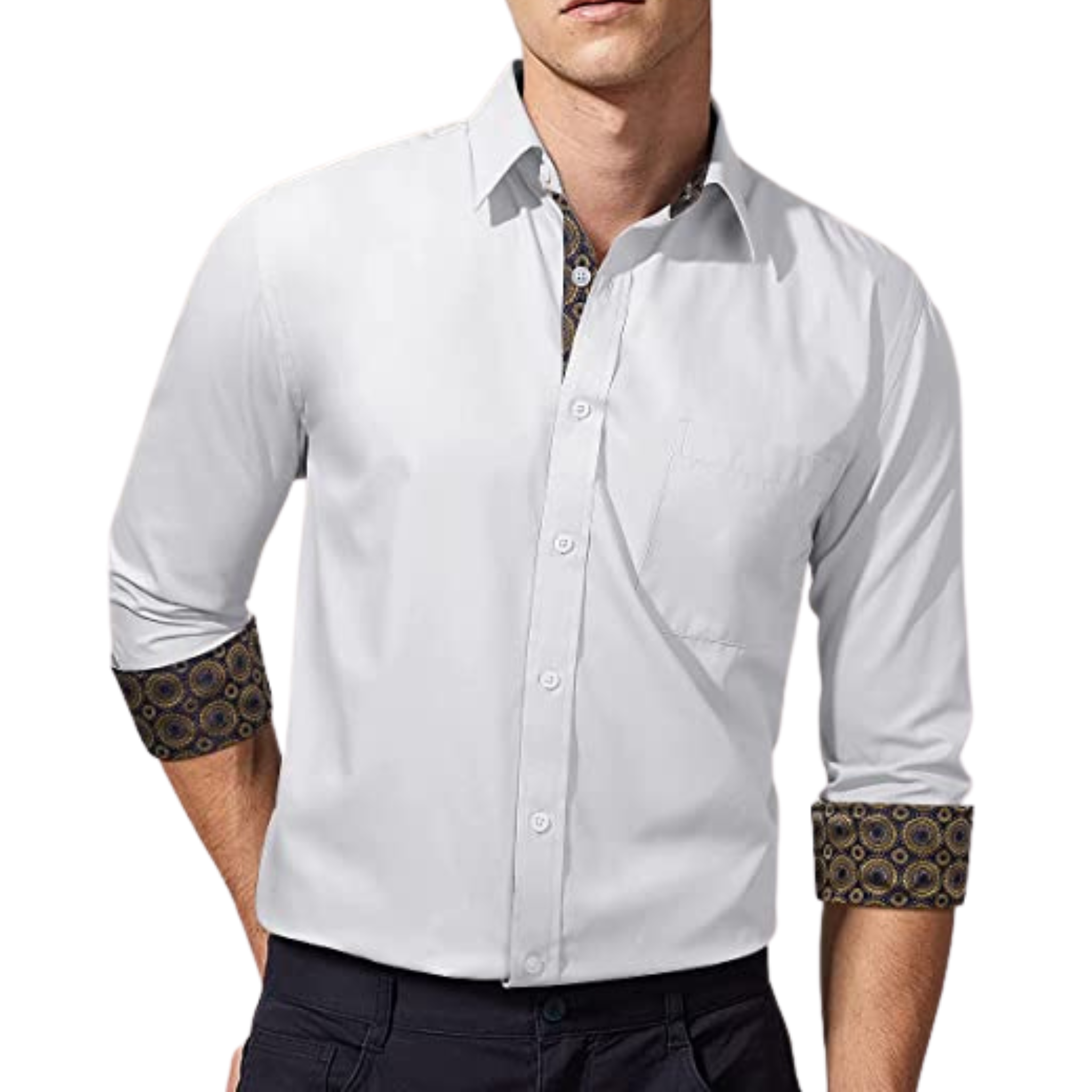 CAMICIA TREVOR FANTASIA BICOLORE BIANCA