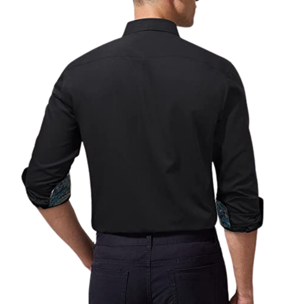 CAMICIA TREVOR NERA FANTASIA BLU DAMASCATO