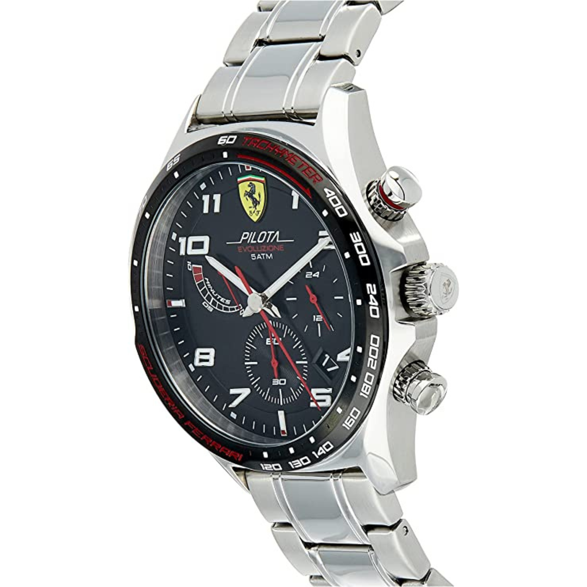FERRARI SCUDERIA OROLOGIO PILOTA IN ACCIAIO