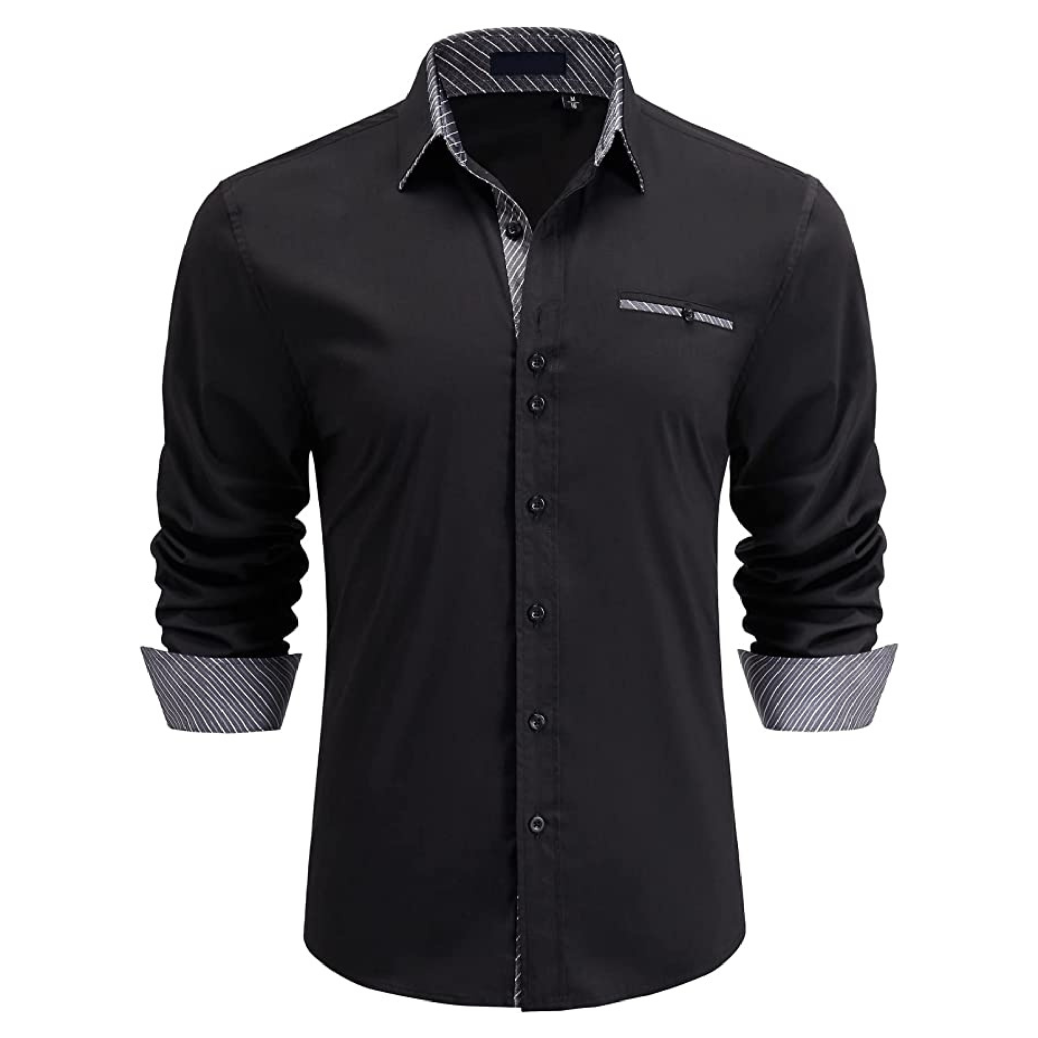 CAMICIA EDER FANTASIA BICOLORE NERA