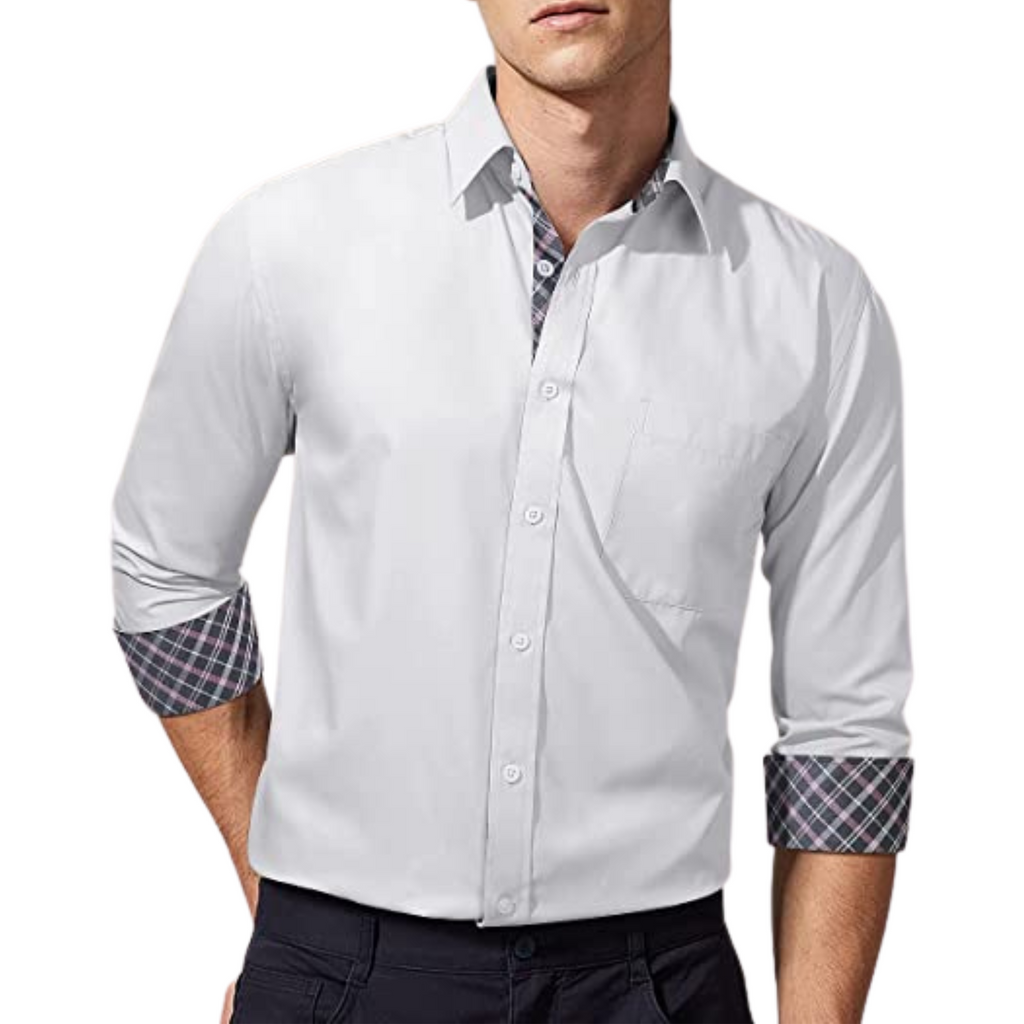 CAMICIA TREVOR FANTASIA A QUADRI BIANCA