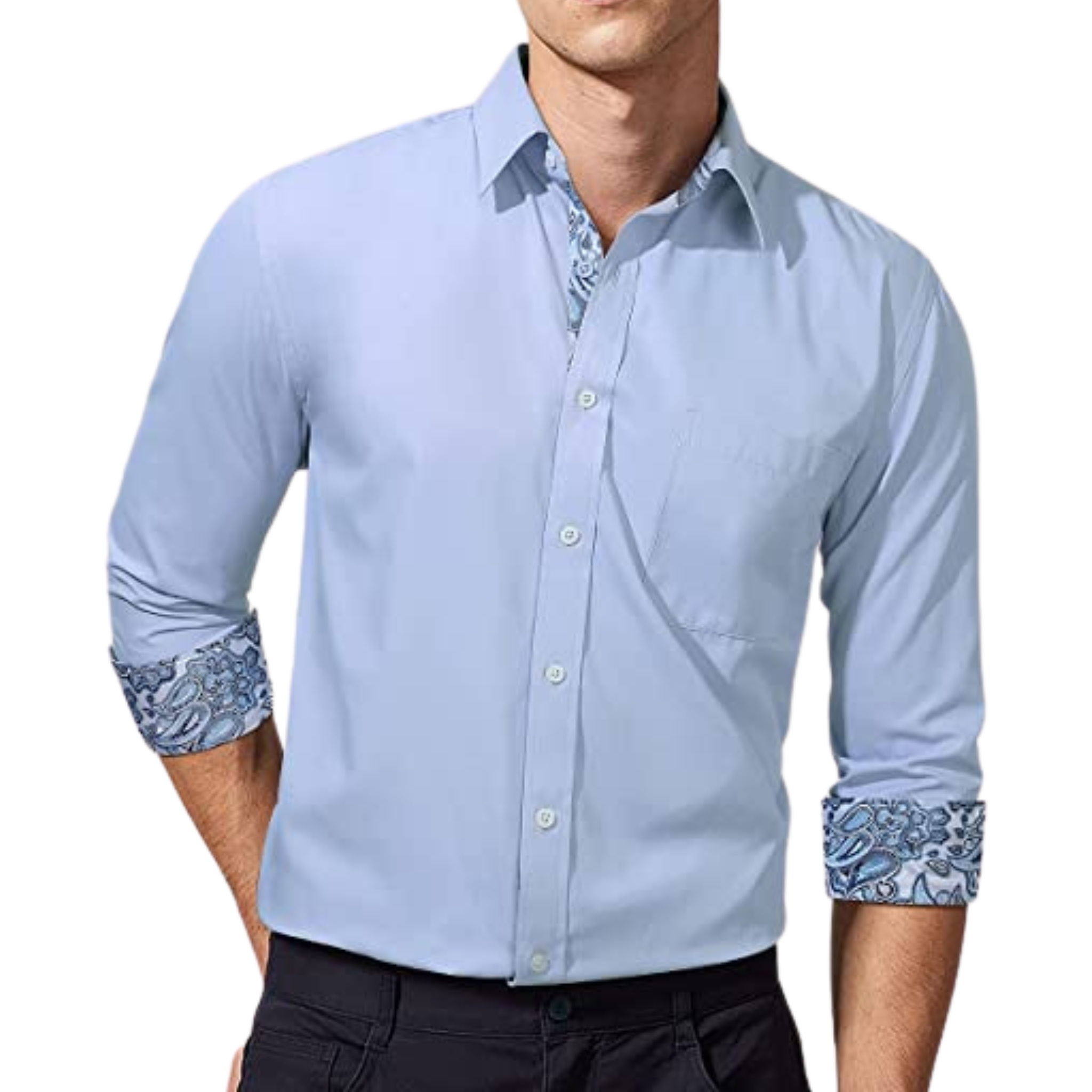 CAMICIA TREVOR FANTASIA BICOLORE AZZURRA