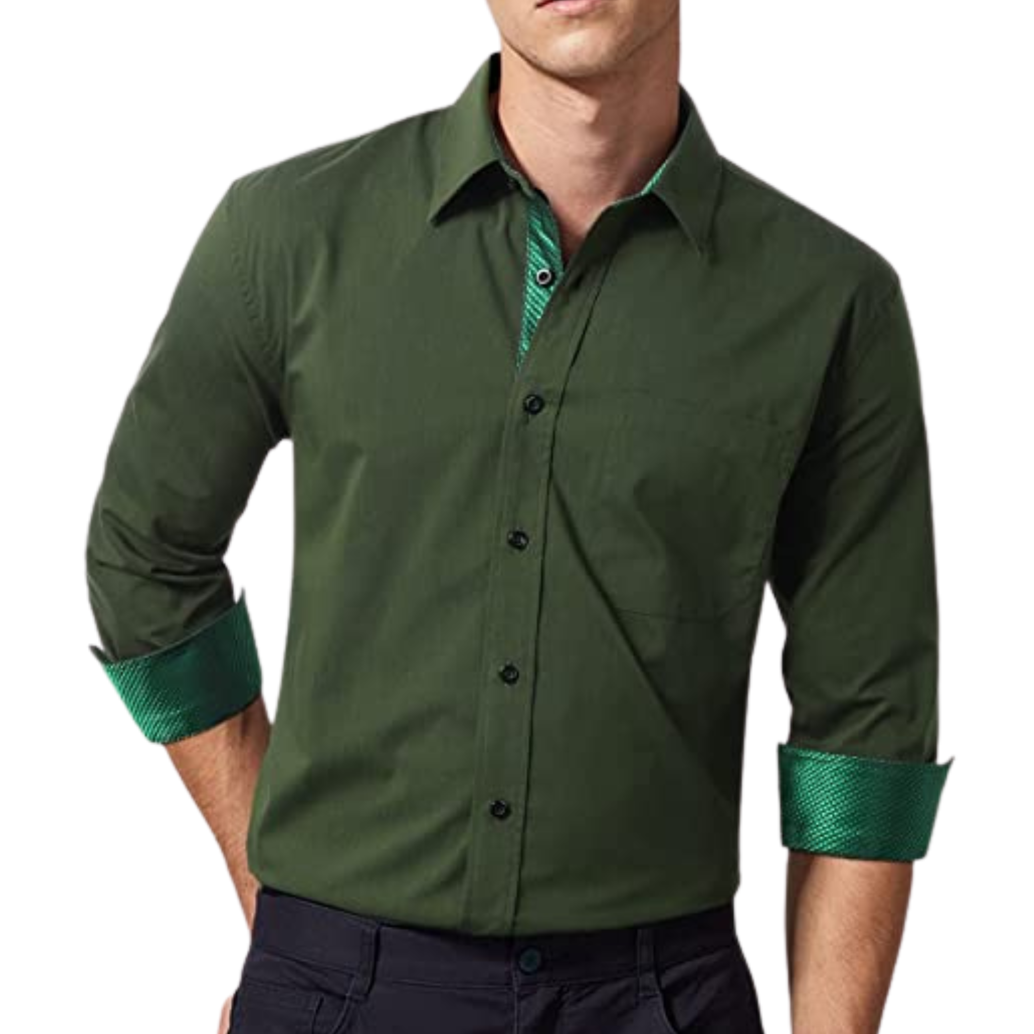 CAMICIA TREVOR FANTASIA BICOLORE VERDE