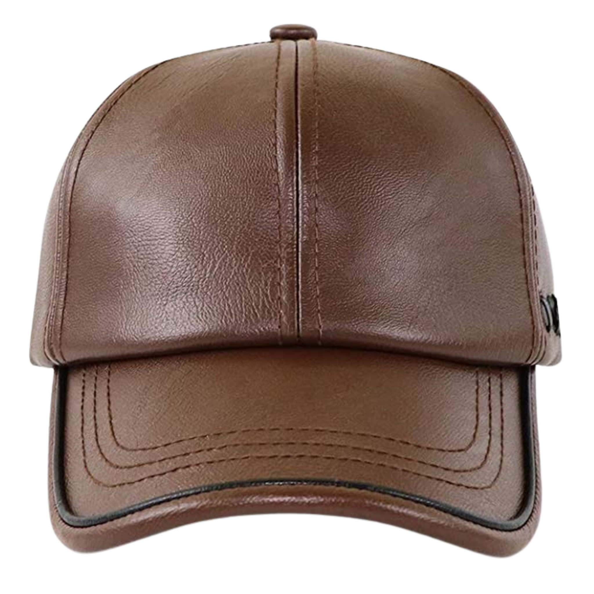 CAPPELLO CON VISIERA IN PELLE MARRONE