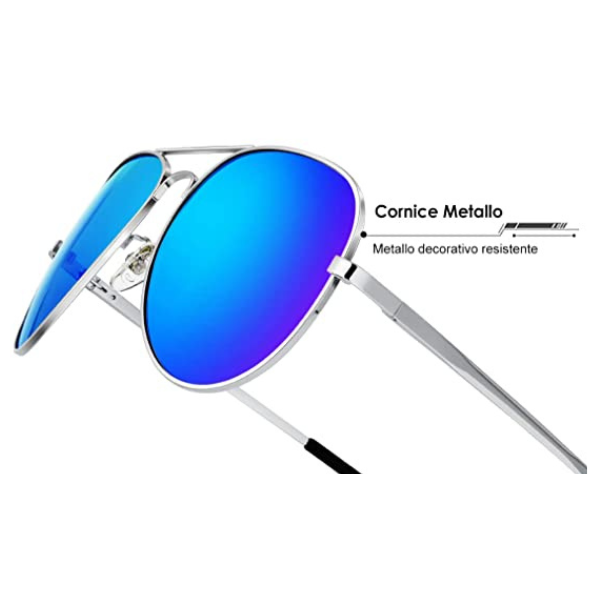 OCCHIALI AVIATORE IN METALLO AZZURRI POLARIZZATI