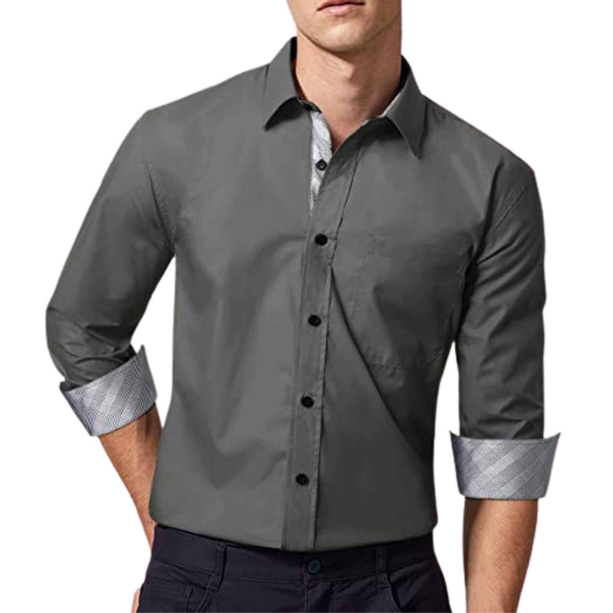 CAMICIA TREVOR FANTASIA BICOLORE GRIGIO SCURO