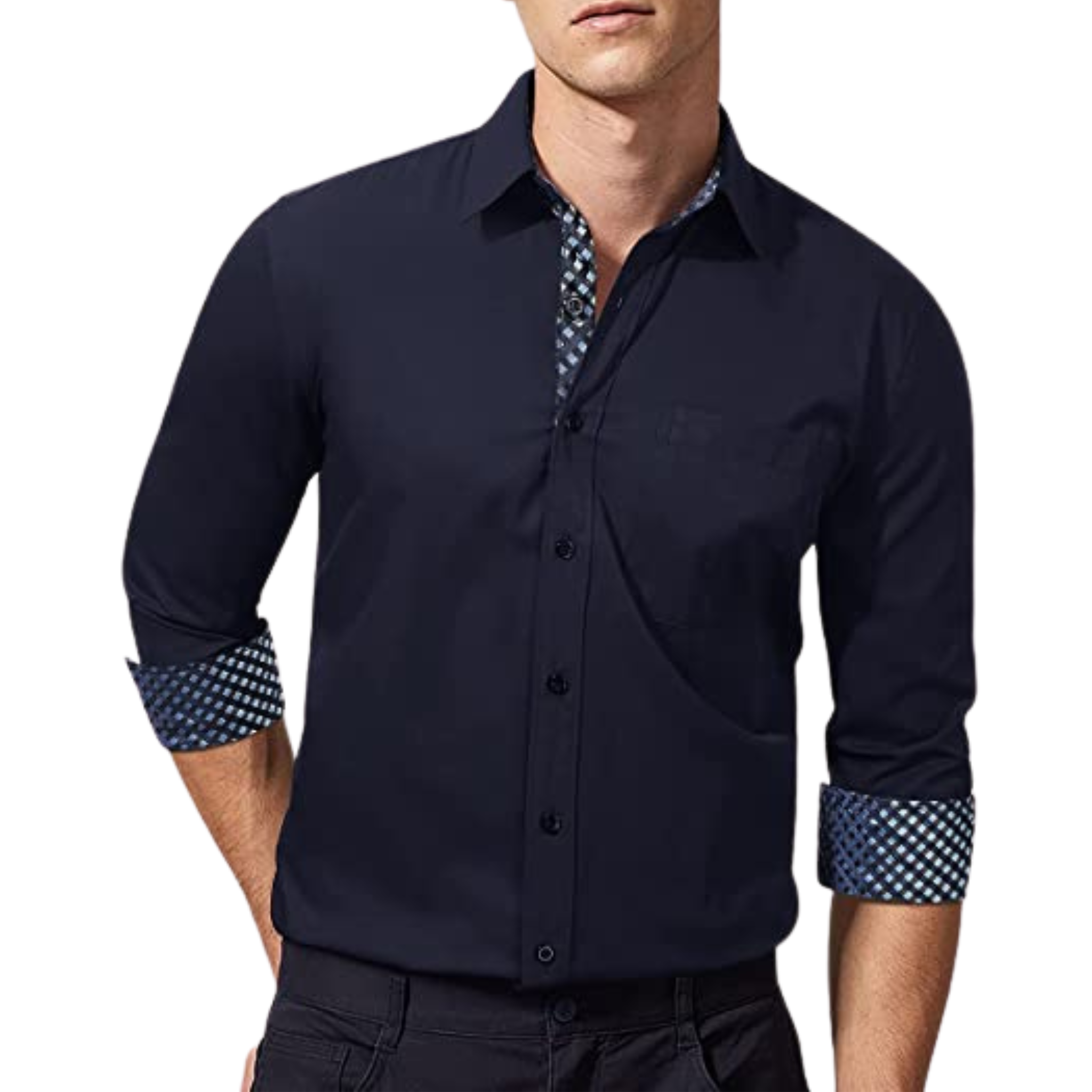 CAMICIA TREVOR FANTASIA BICOLORE BLU