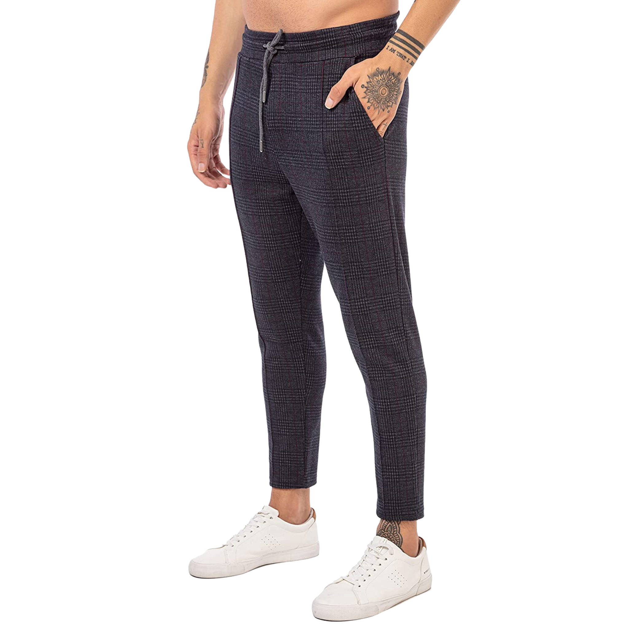 REDBRIDGE PANTALONE A QUADRI GRIGIO SCURO