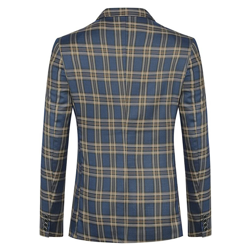 BLAZER A QUADRI BLU/MARR.