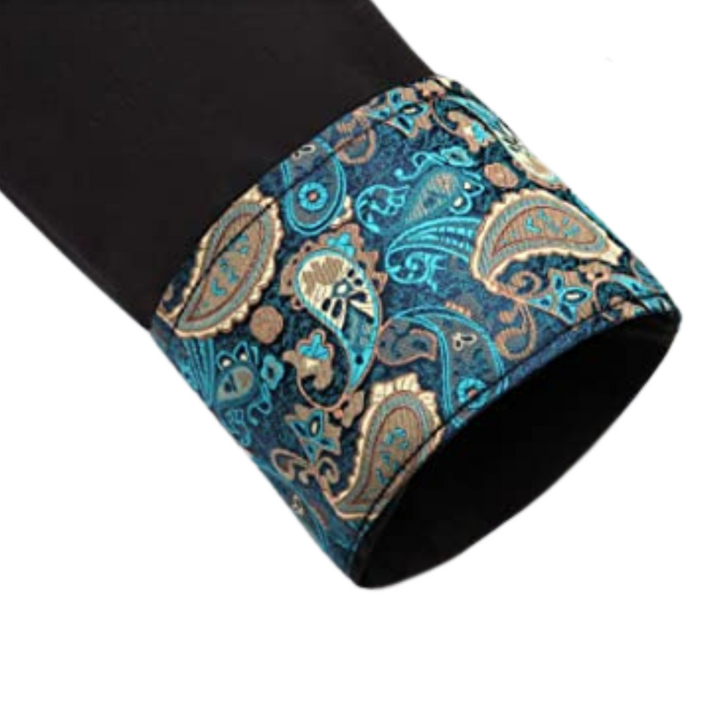 CAMICIA TREVOR NERA FANTASIA BLU DAMASCATO