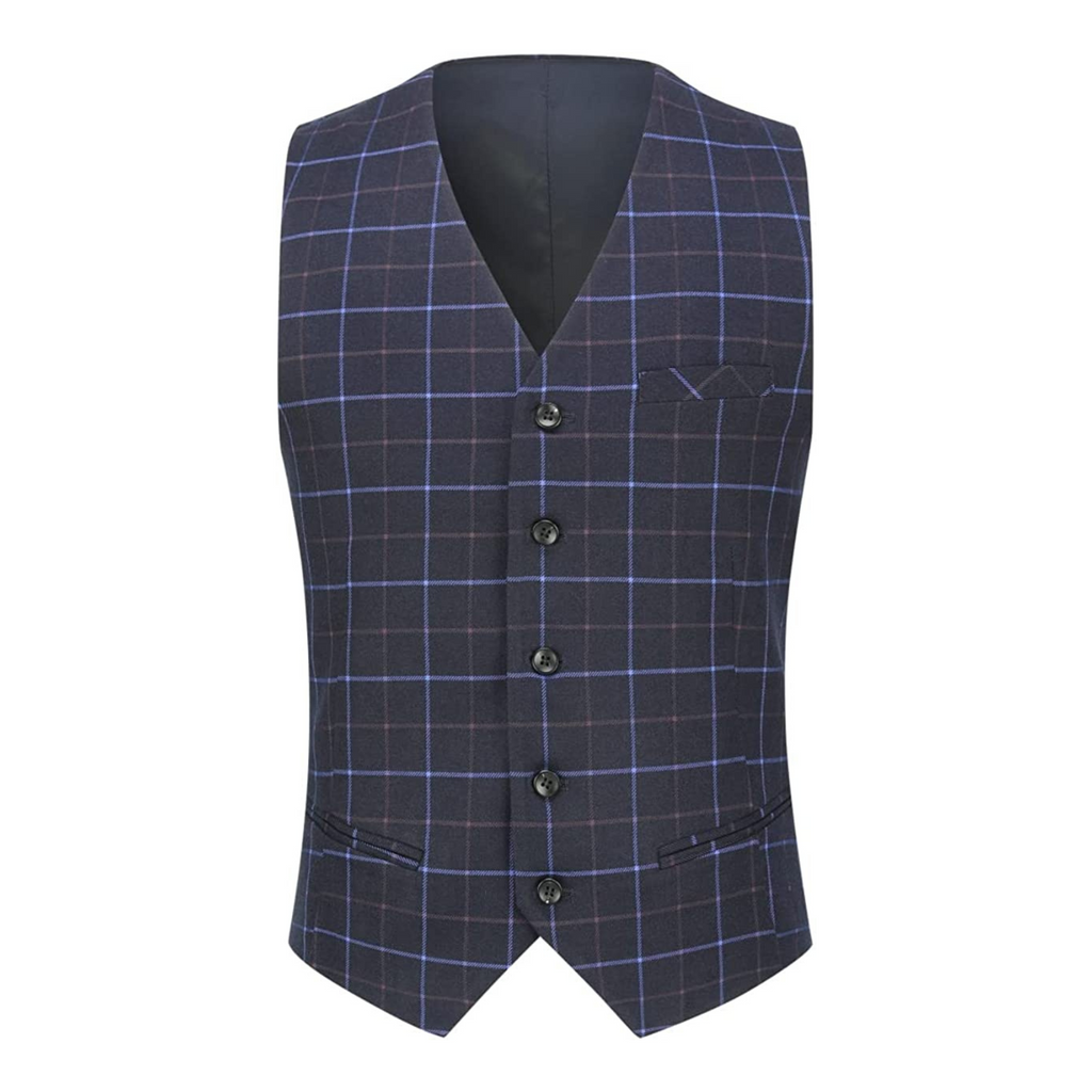 ABITO A QUADRI 3 PEZZI BLU SCURO