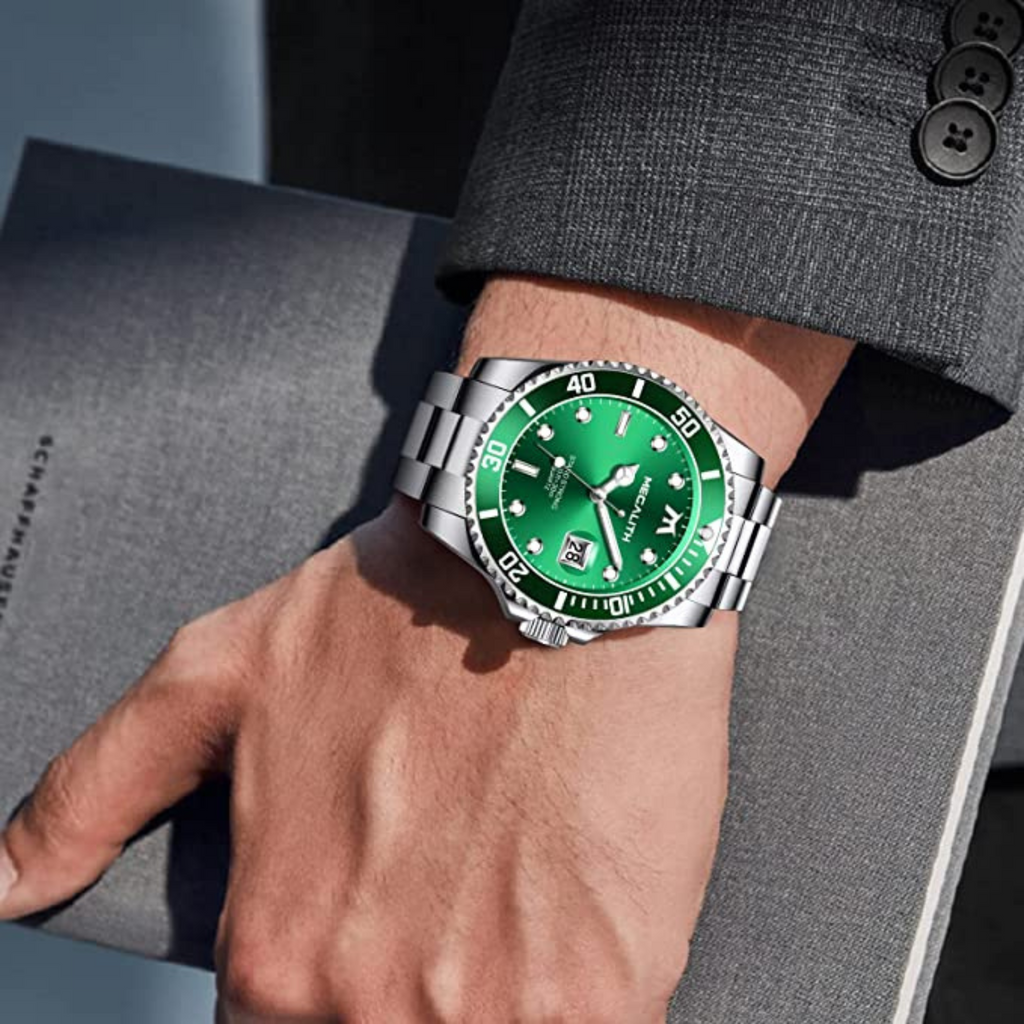 OROLOGIO IN ACCIAIO QUADRANTE VERDE SMERALDO