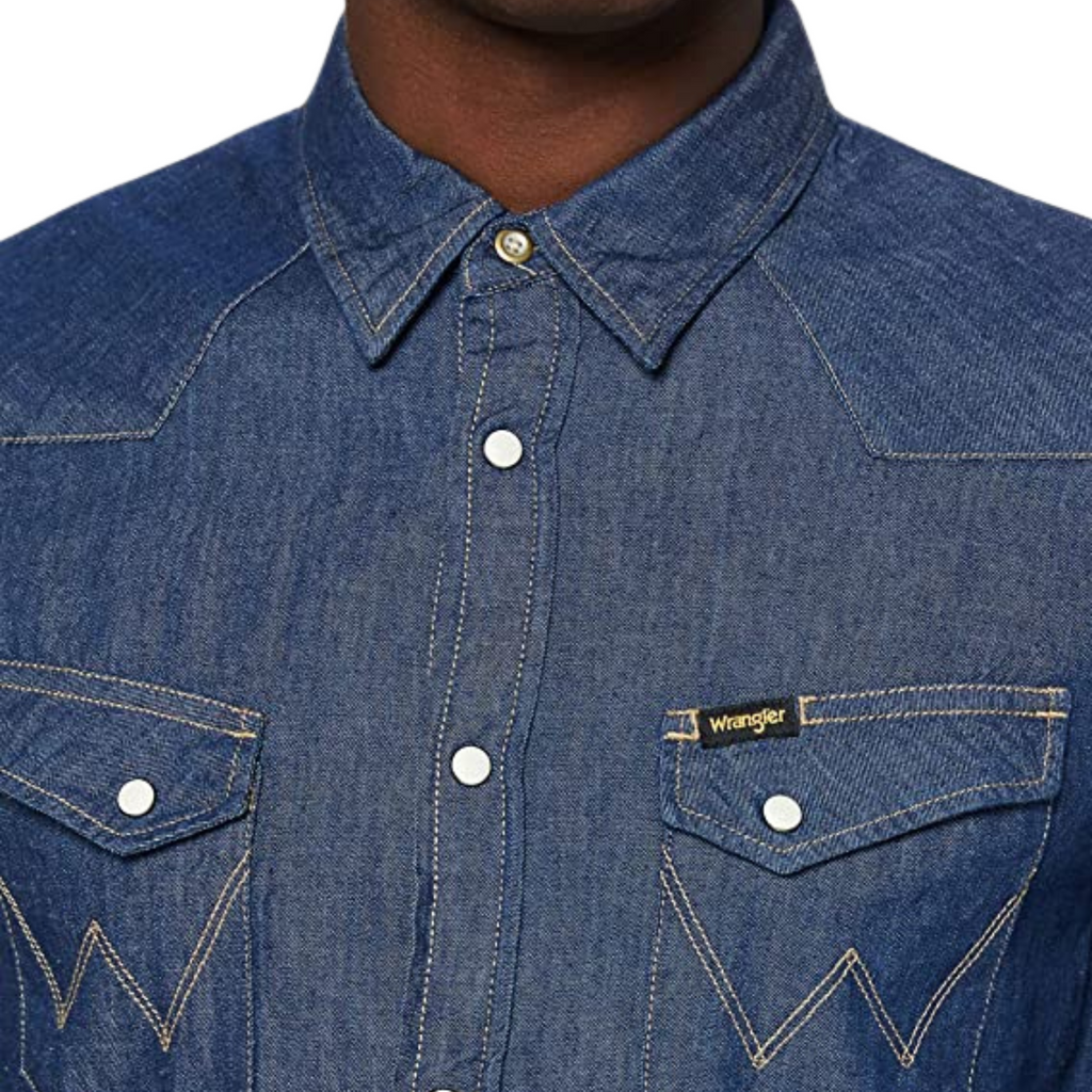WRANGLER CAMICIA DI JEANS DARK BLU