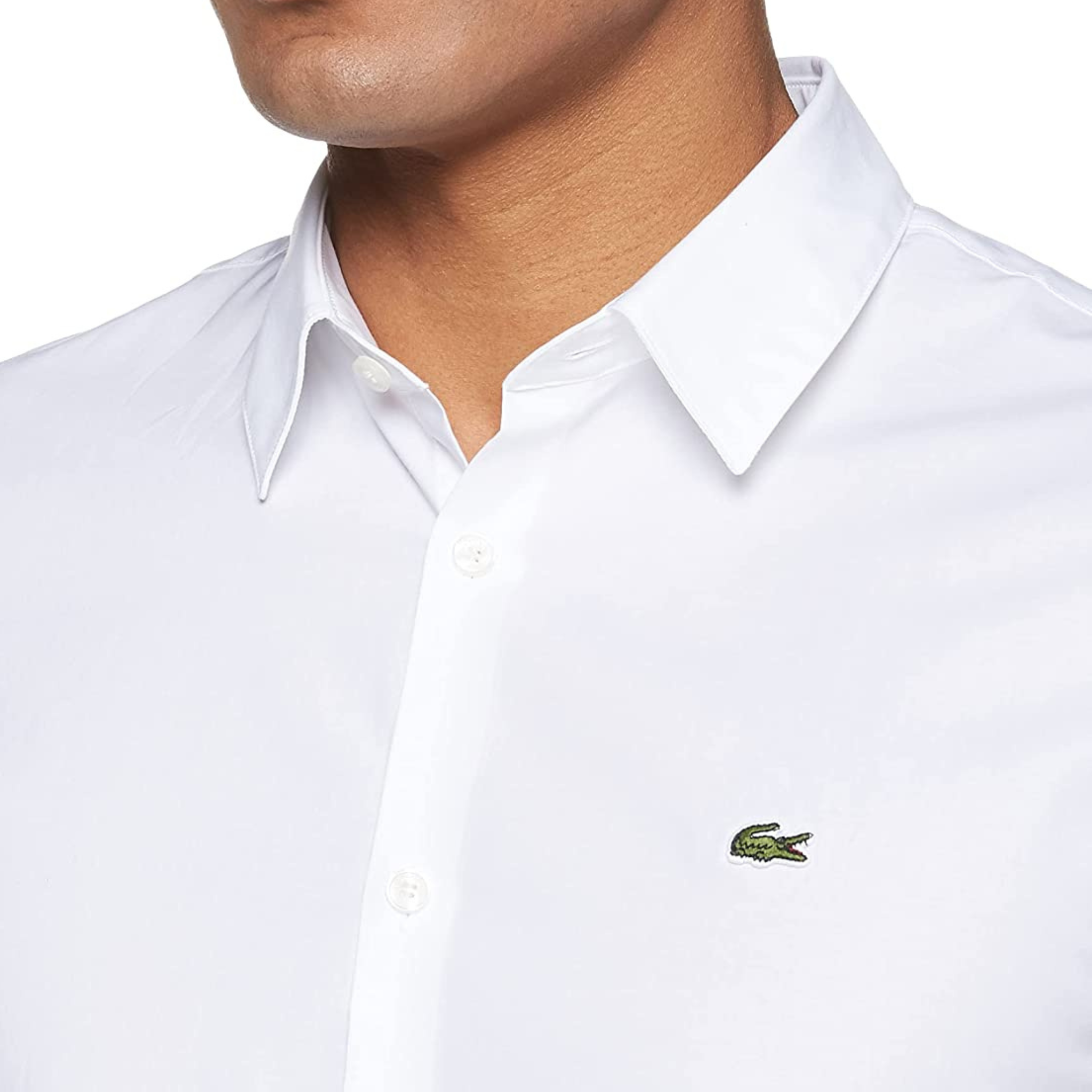 LACOSTE CAMICIA TINTA UNITA BIANCA