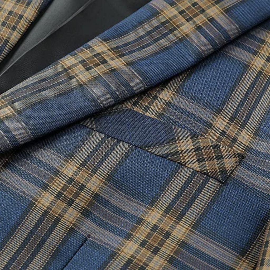 BLAZER A QUADRI BLU/MARR.