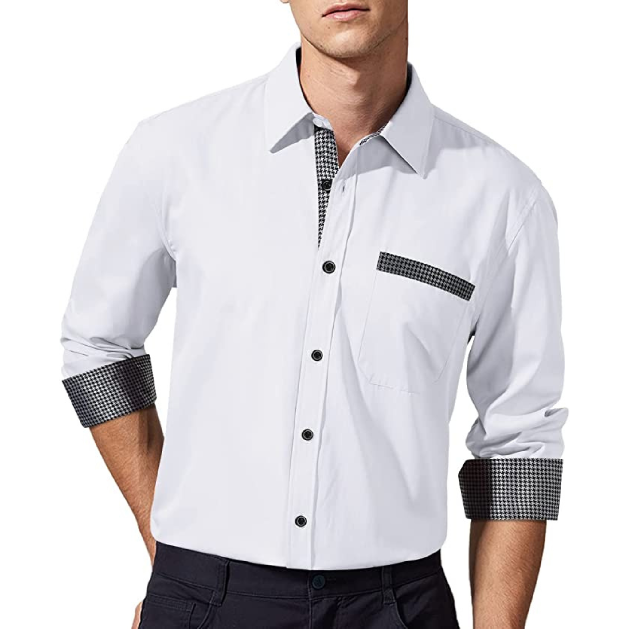 CAMICIA LESTER FANTASIA BICOLORE BIANCA