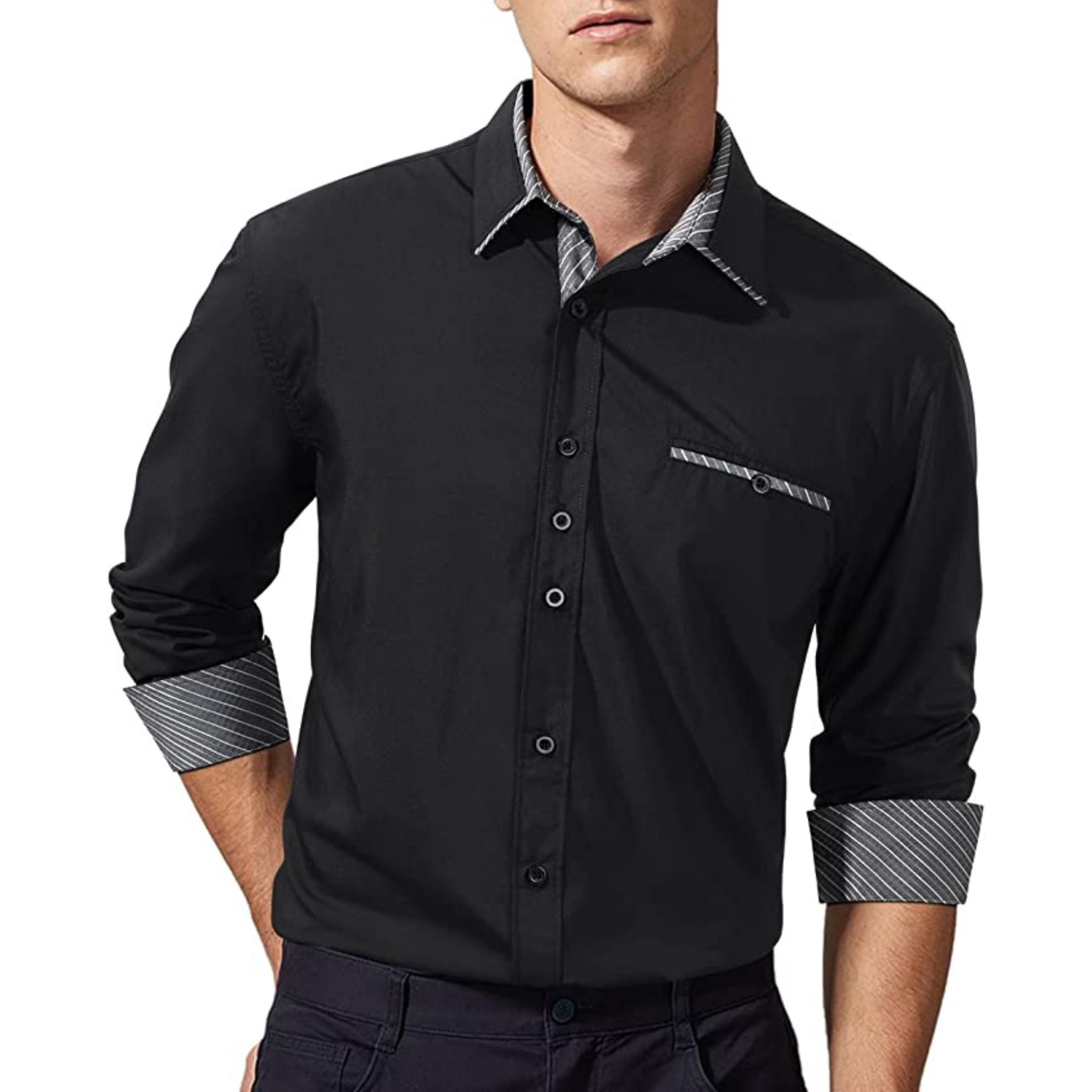 CAMICIA EDER FANTASIA BICOLORE NERA