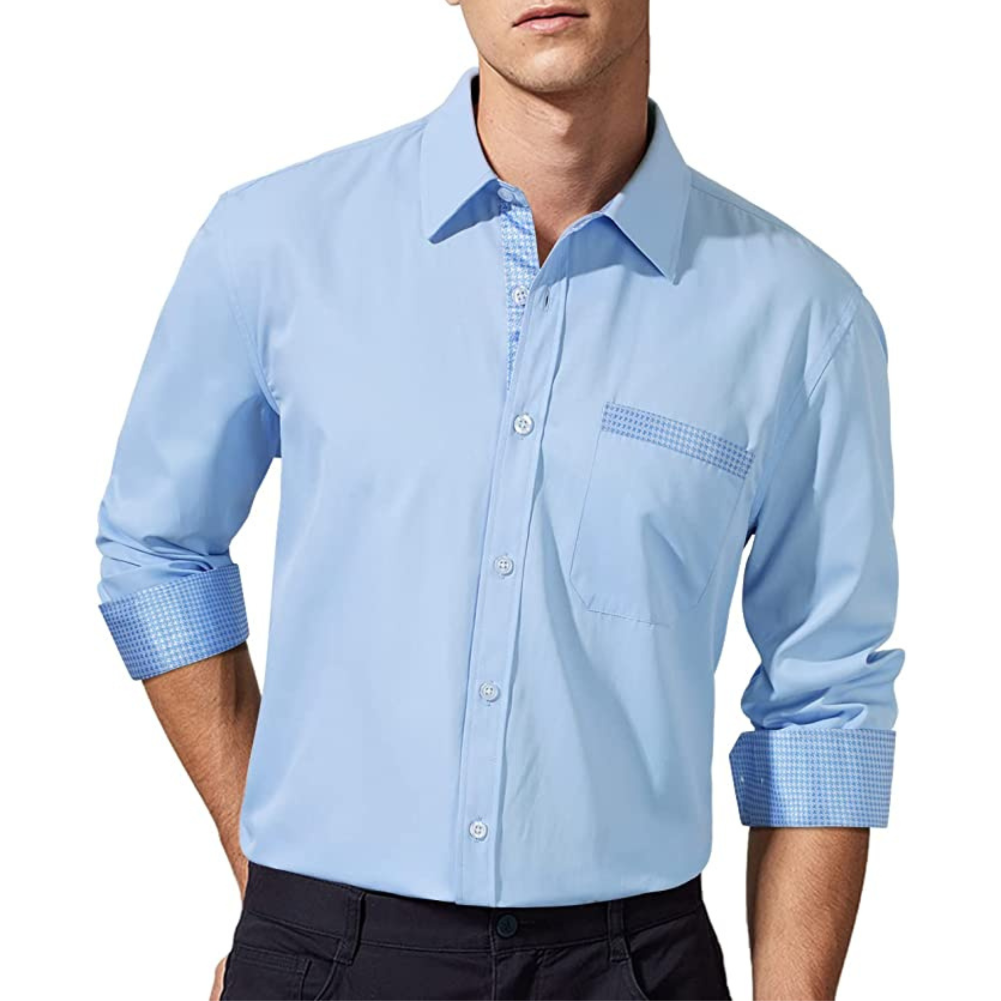 CAMICIA LESTER FANTASIA BICOLORE CELESTE