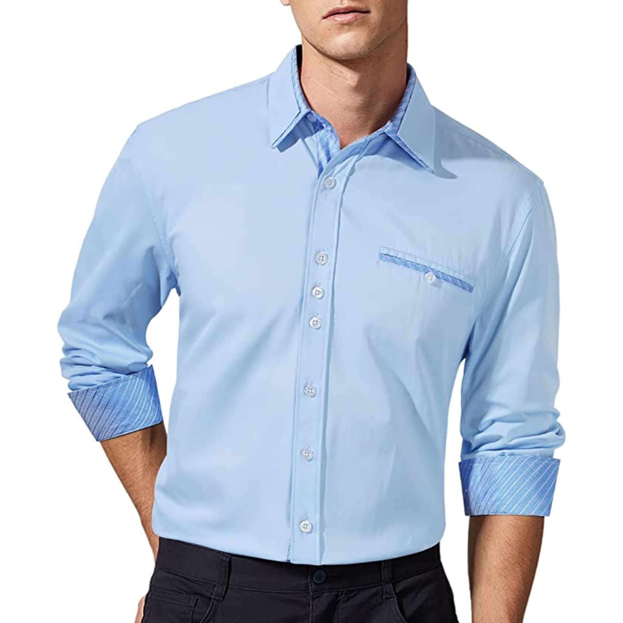 CAMICIA EDER FANTASIA BICOLORE CELESTE