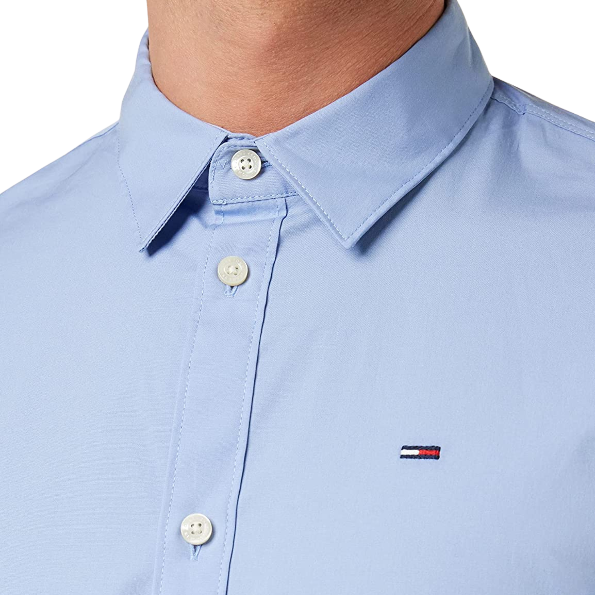 TOMMY HILFIGER CAMICIA TINTA UNITA CELESTE