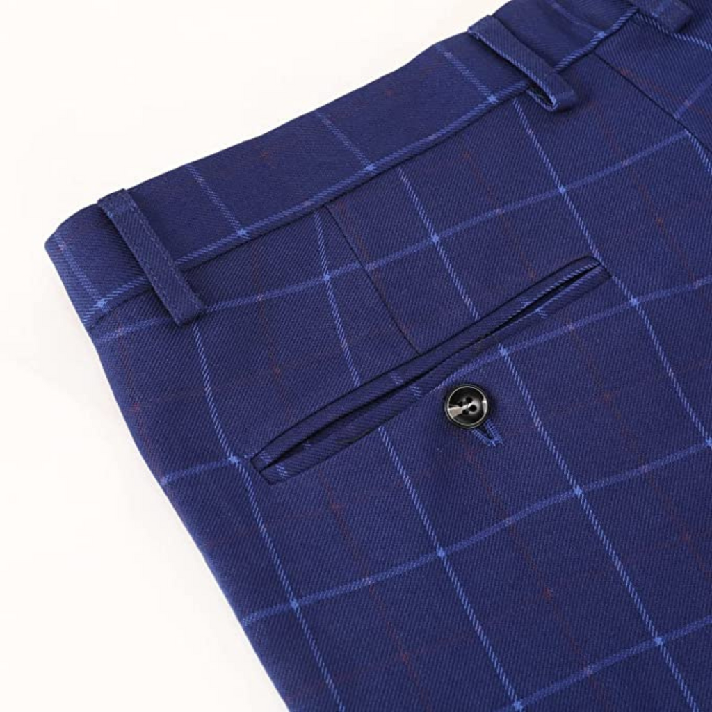 ABITO A QUADRI 3 PEZZI BLU NAVY