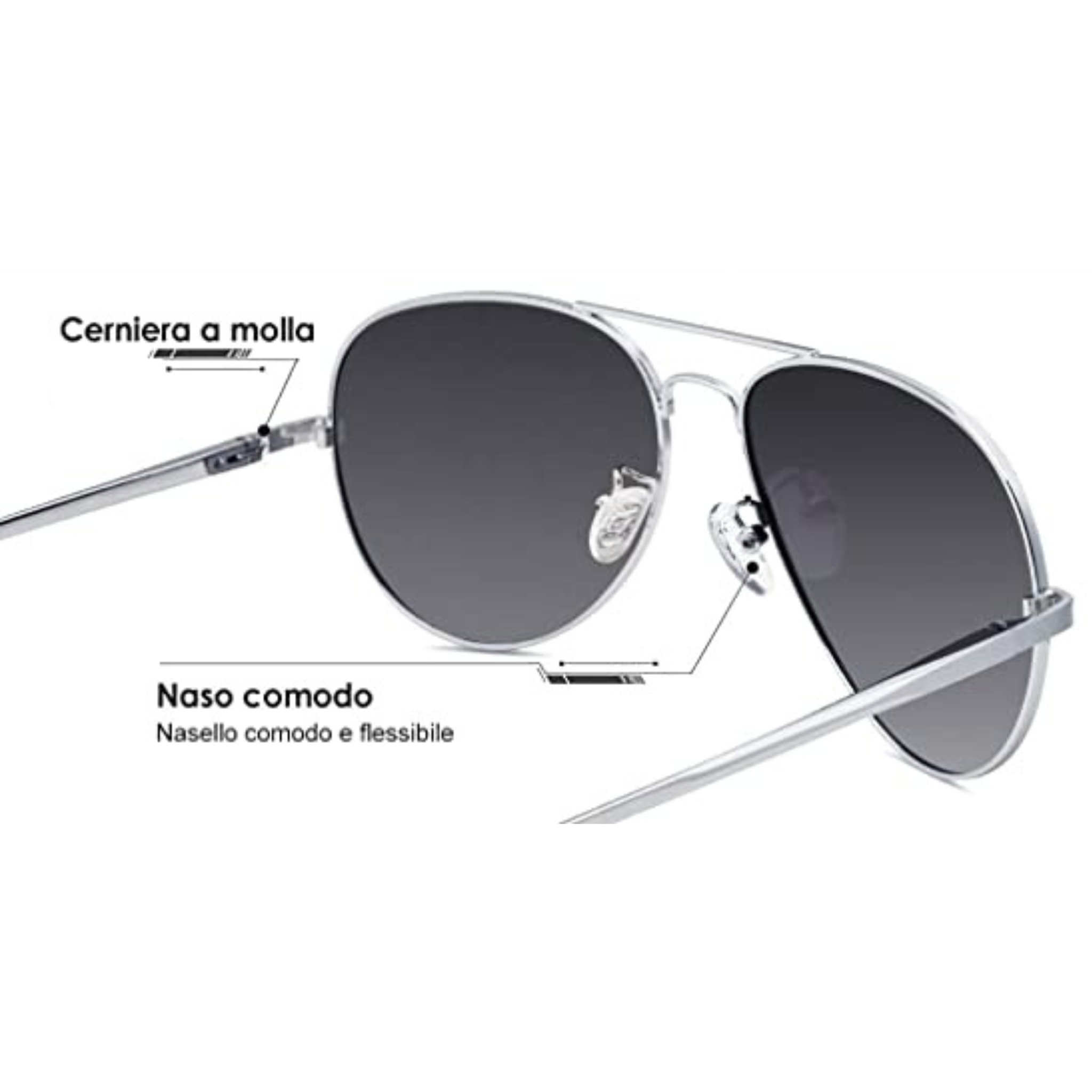 OCCHIALI AVIATORE IN METALLO AZZURRI POLARIZZATI