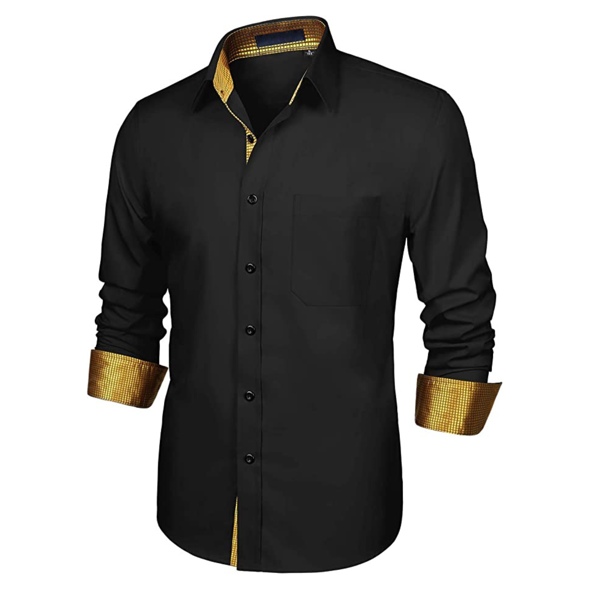 CAMICIA TREVOR FANTASIA BICOLORE NERA/ORO