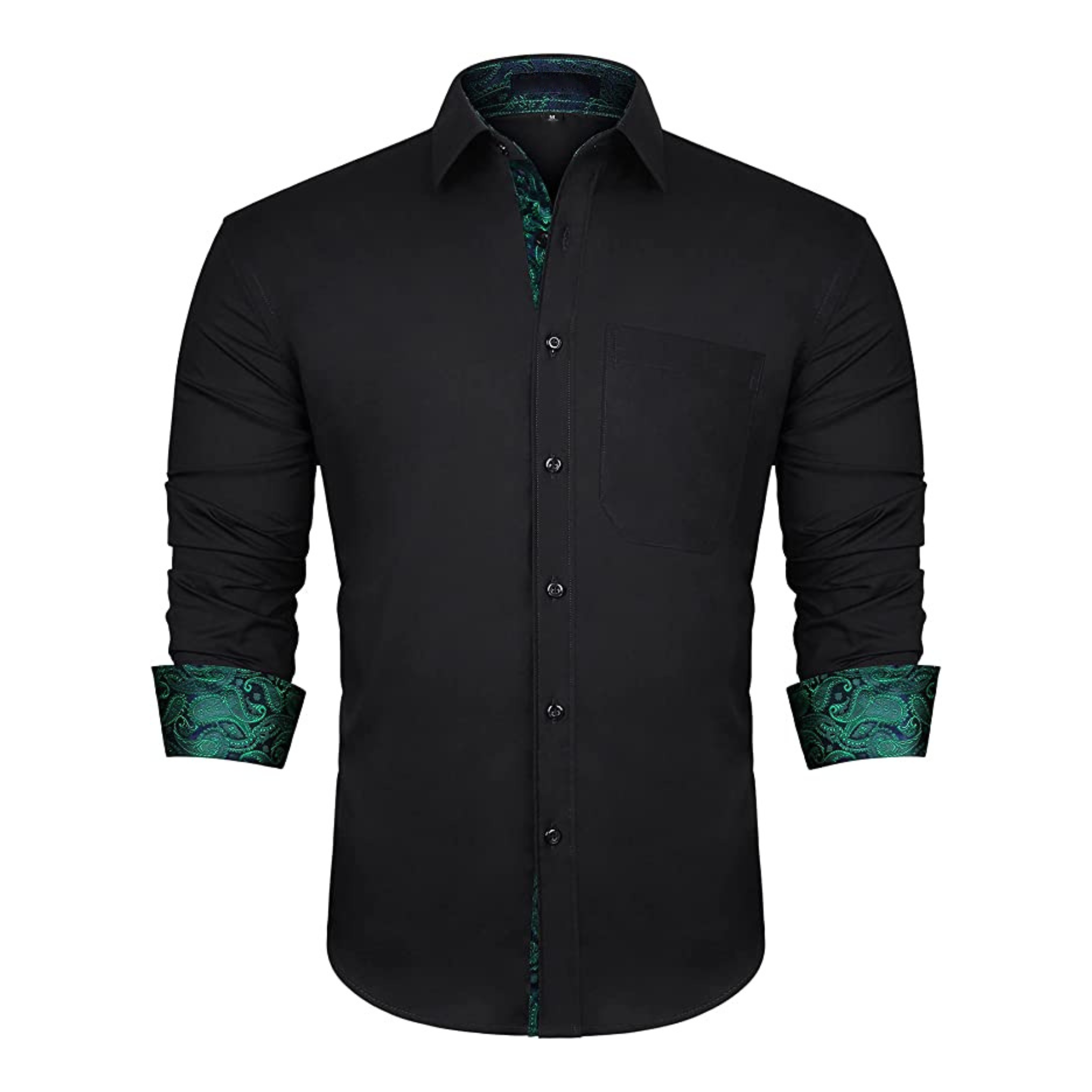 CAMICIA TREVOR FANTASIA BICOLORE NERA/VERDE