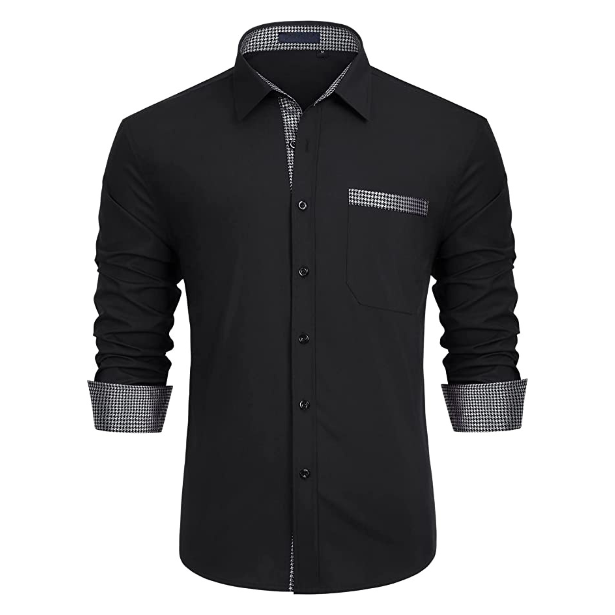 CAMICIA LESTER FANTASIA BICOLORE NERA