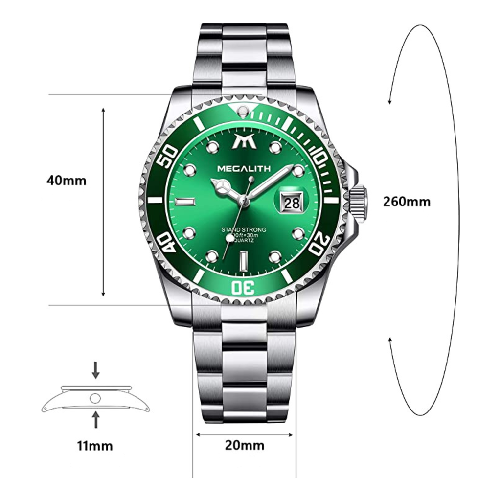 OROLOGIO IN ACCIAIO QUADRANTE VERDE SMERALDO