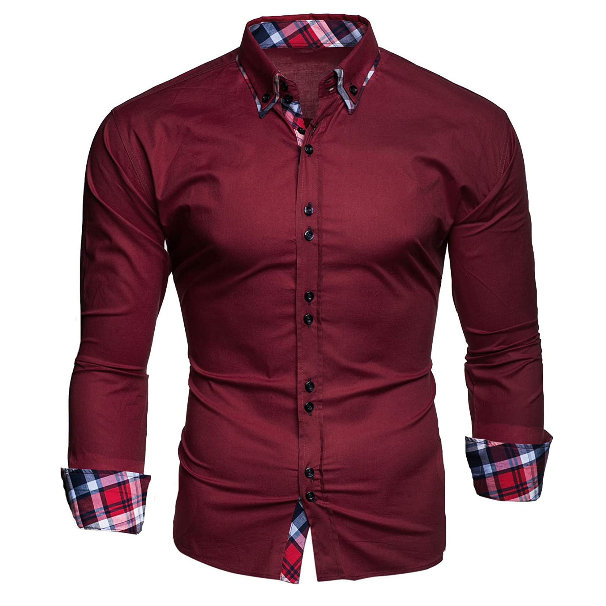 CAMICIA ROBY BICOLORE SLIM BORDEAUX (S-6XL)