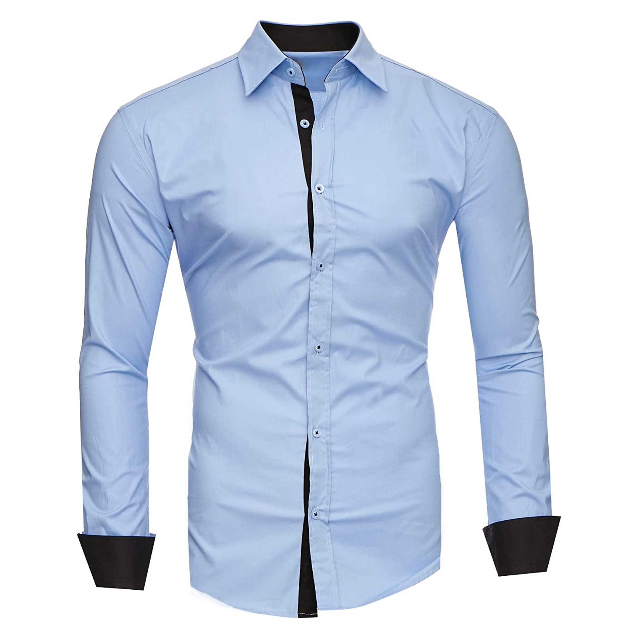 CAMICIA ARTHUR BICOLORE SLIM CELESTE (S-6XL)