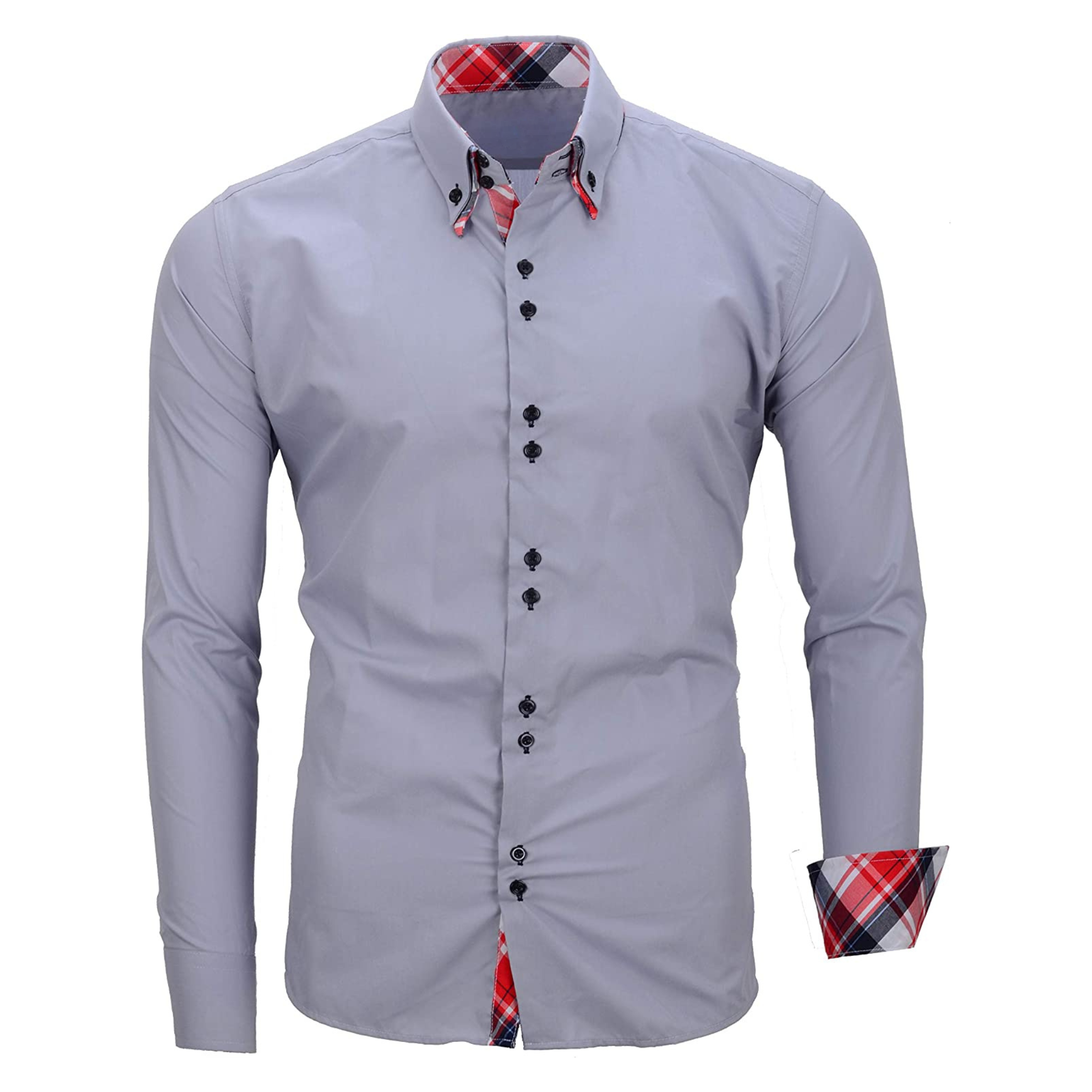 CAMICIA ROBY BICOLORE SLIM GRIGIO CHIARO (S-6XL)