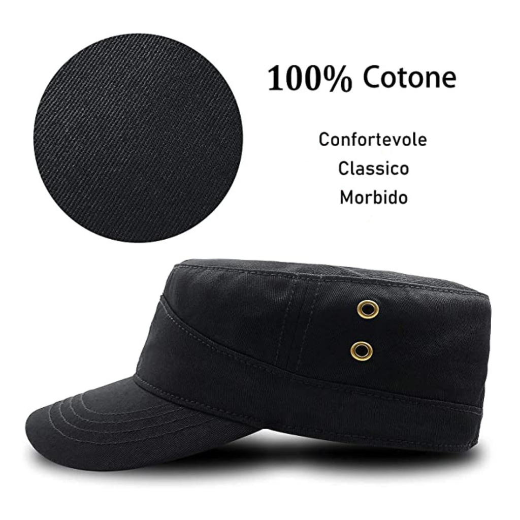 CAPPELLO MILITARE IN COTONE NERO